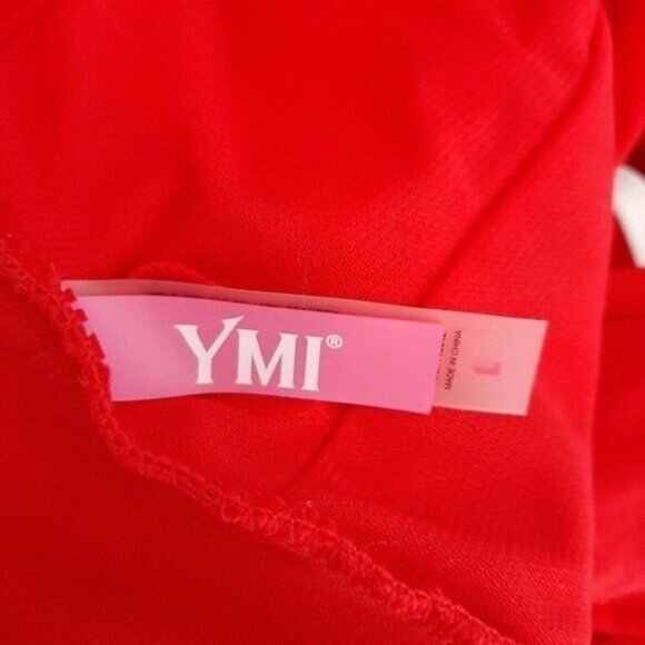 YMI One Piece Swimsuit Lattice Woven Back Red Sz L - Picture 10 of 10